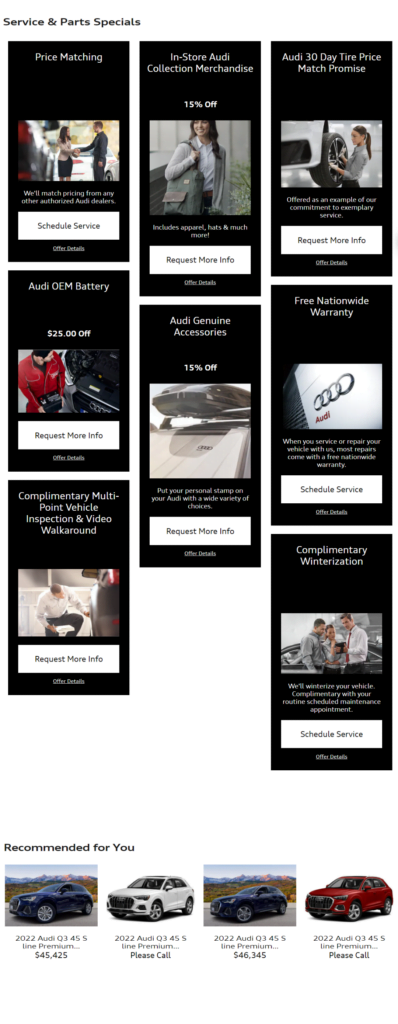 Old Automotive Service Specials Page Design without Absorption Boost