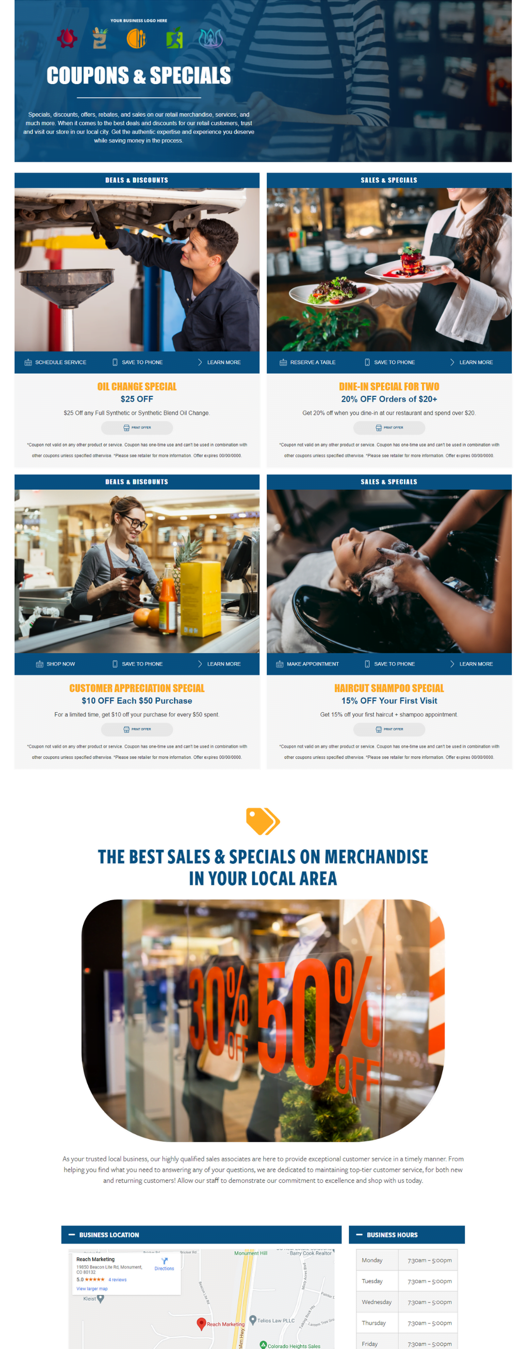 new modern Q-Pon Sales boost coupon specials page screenshot