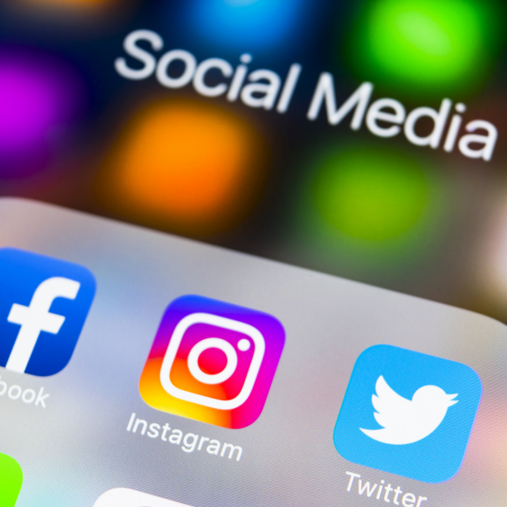 Personal view of a phone's folder with social media icons