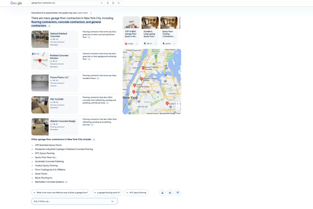 Image of Generative AI search results