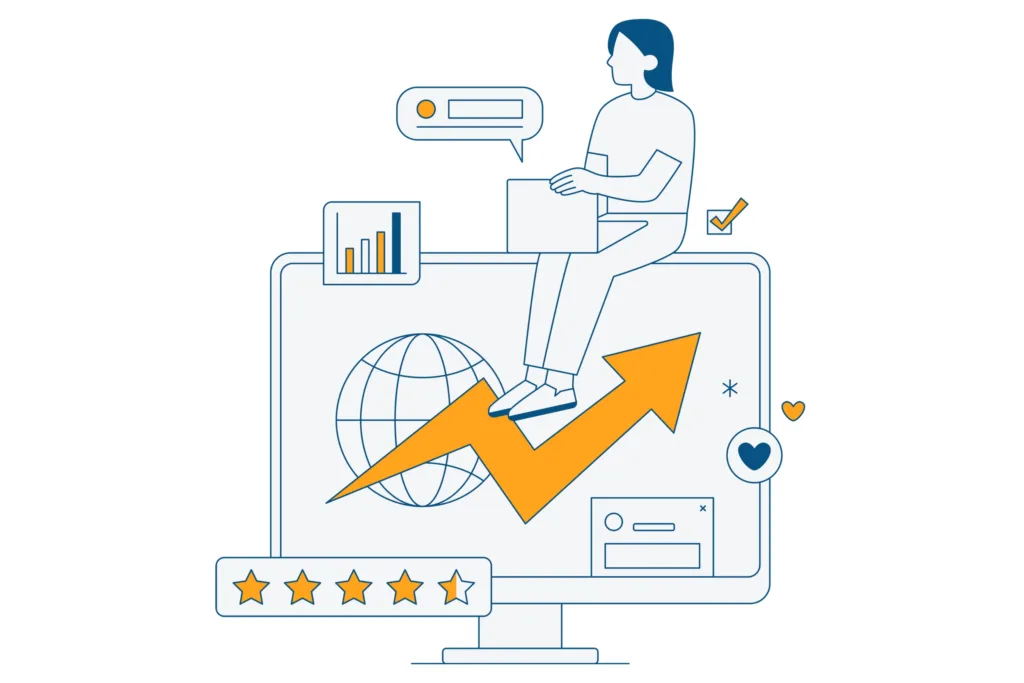 A person having success in their digital marketing with high reviews and metrics